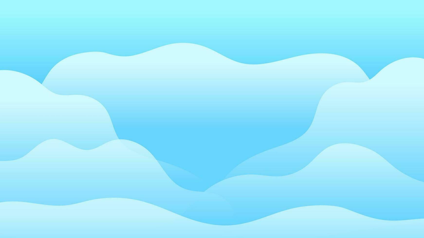 3D background cloud wave light dark blue white abstract gradient sky water sea fog liquid fluid vector