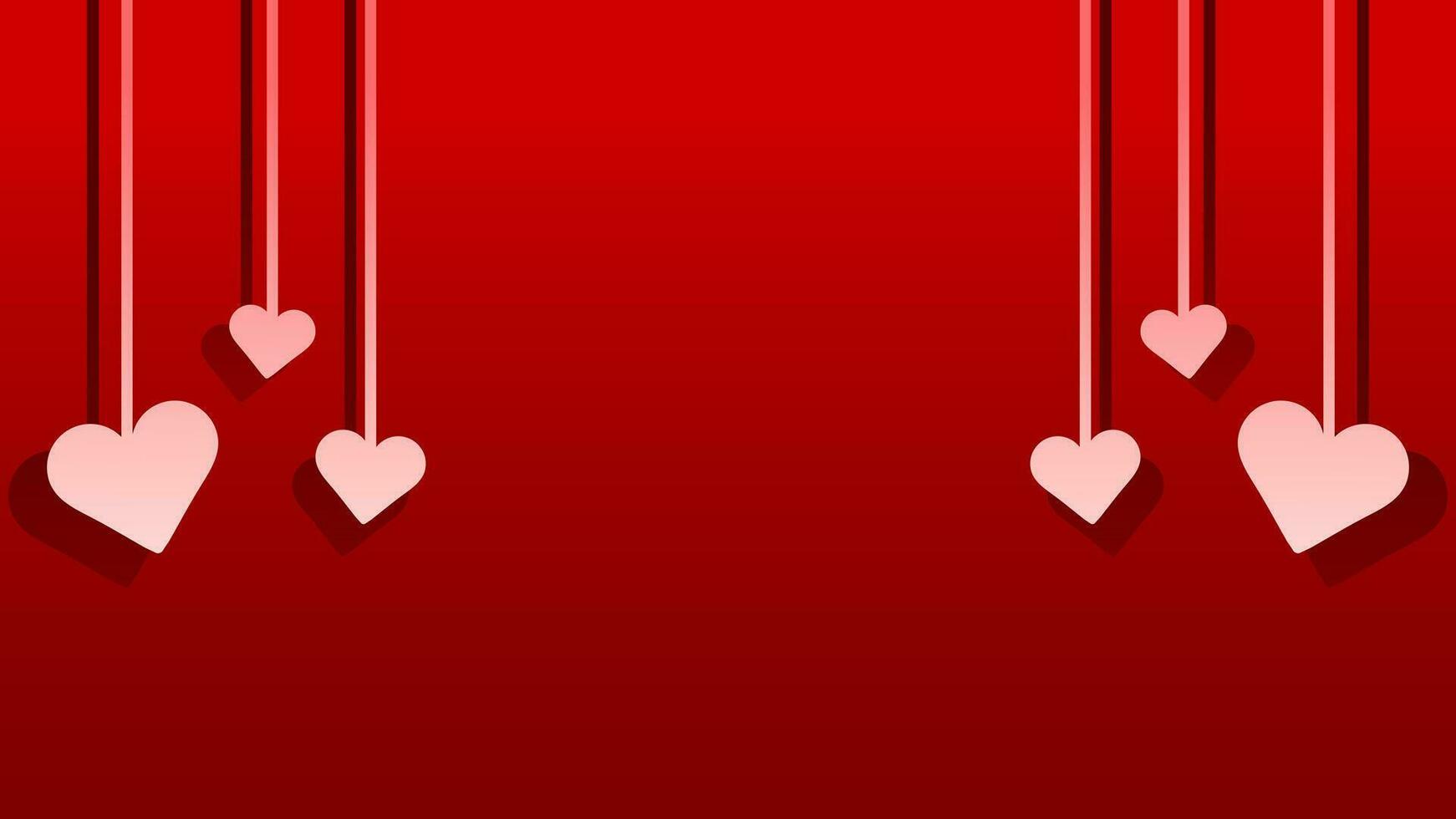 3D background geometric light dark red pink love object glow modern abstract gradient heart couple vector