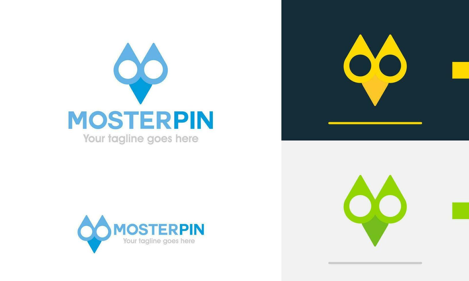 Logo design icon symbol sign location pin geometric owl face genius geek journey eye pin vision vector