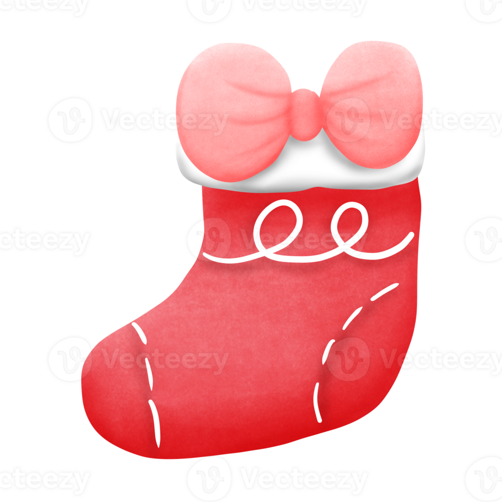 Red sock with bow png