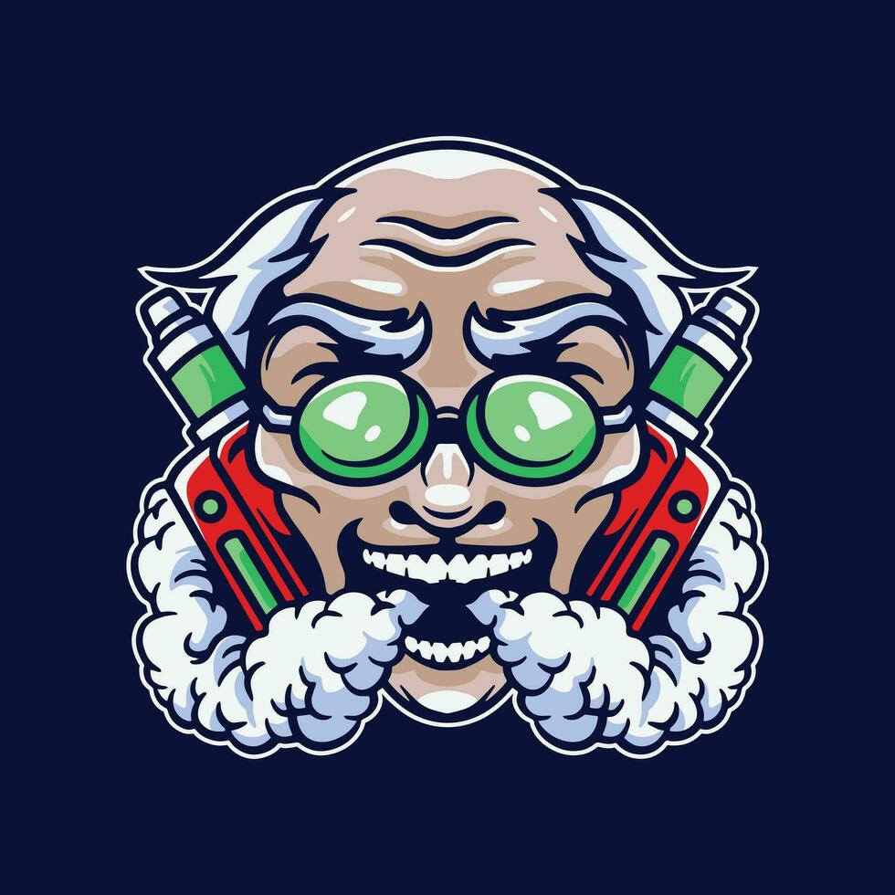 grandfather vape character logo design template vector