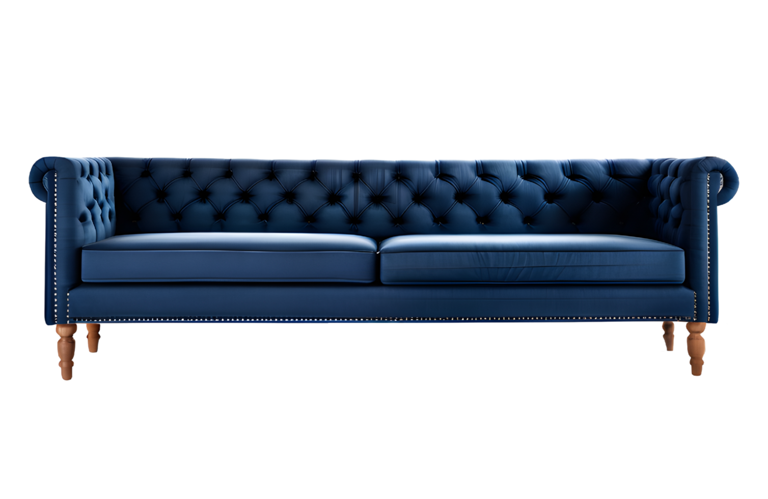 Navy Sofa Furniture Isolated on a Transparent Background. AI Generative png