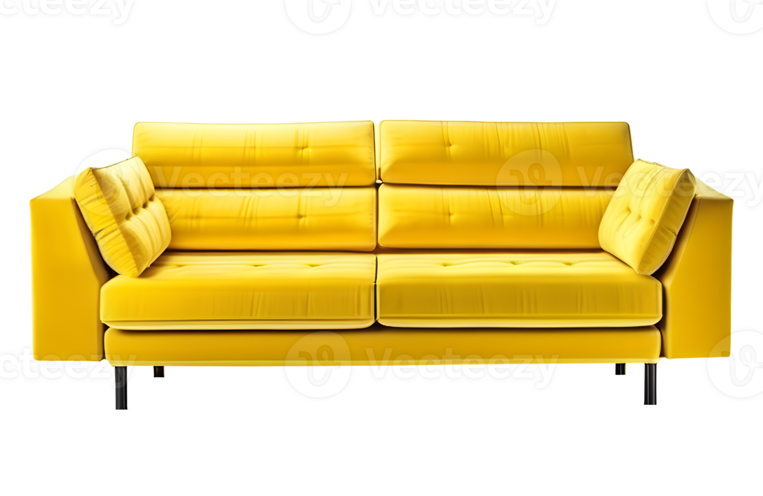 Modern Yellow Sofa Furniture Isolated on a Transparent Background. AI Generative png