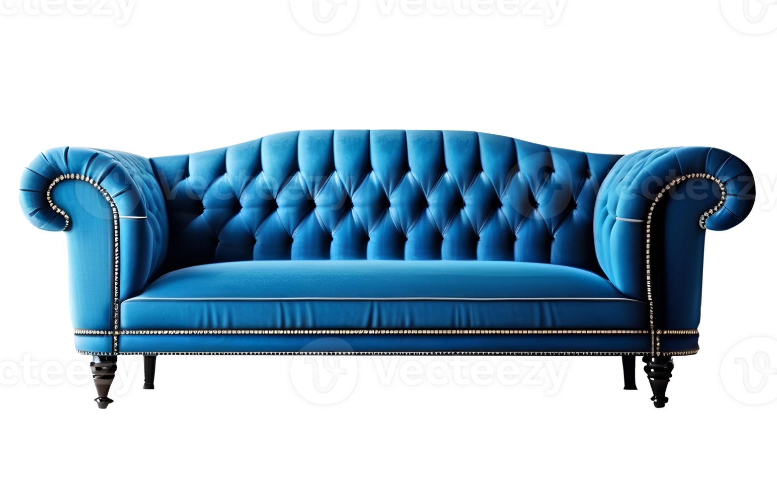Blue Sofa Furniture Isolated on a Transparent Background. AI Generative png