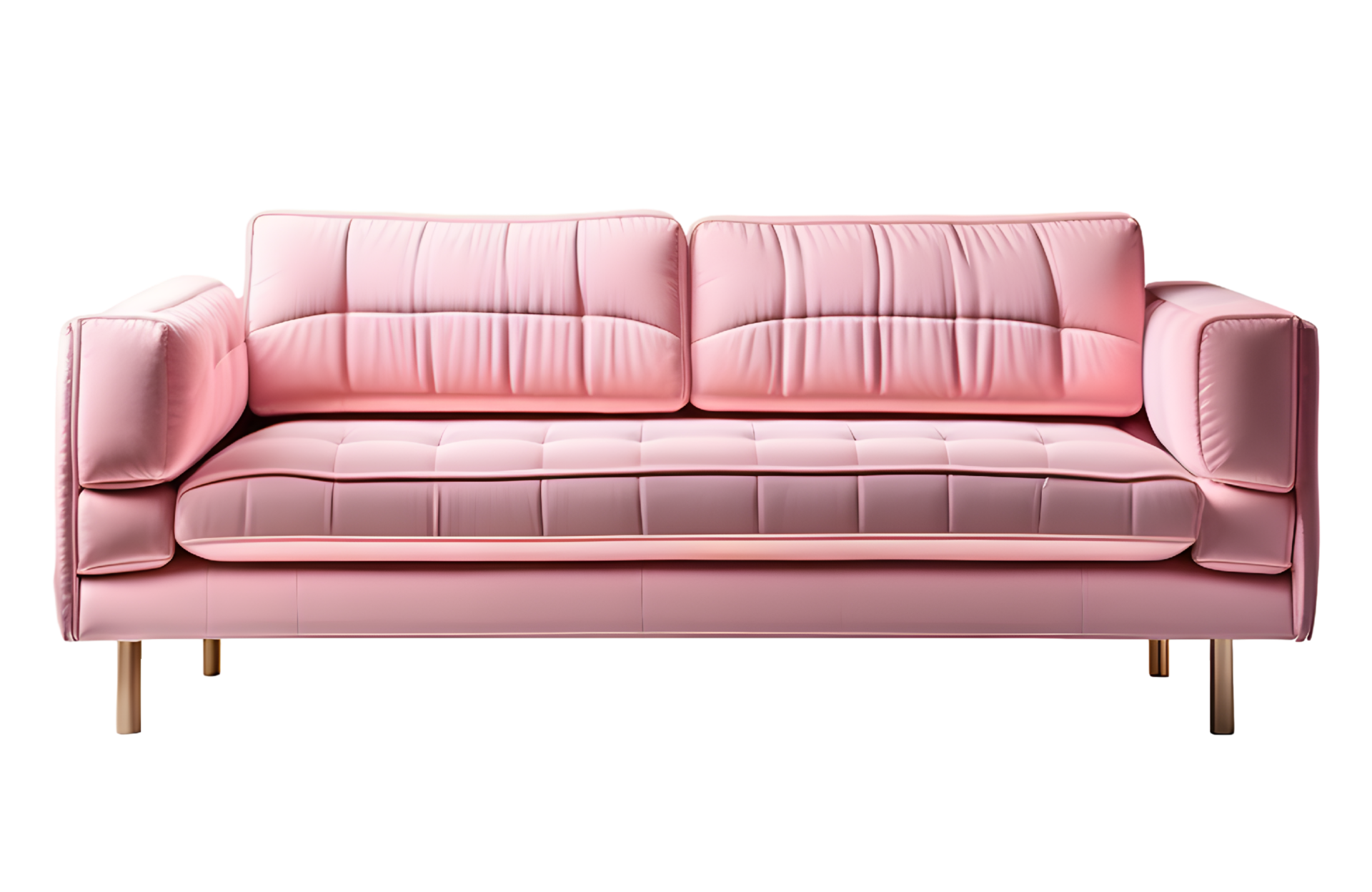 Pink Sofa Furniture Isolated on a Transparent Background. AI Generative