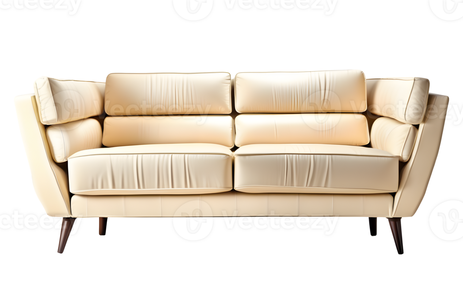 Modern Beige Sofa Furniture Isolated on a Transparent Background. AI Generative png