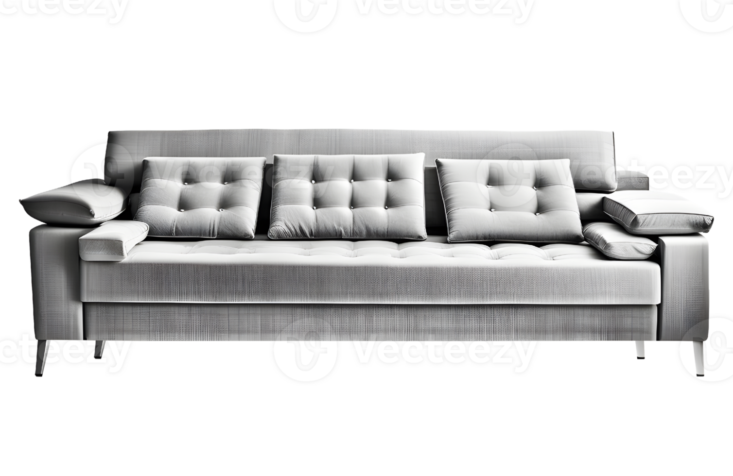 Gray Sofa Furniture Isolated on a Transparent Background. AI Generative png