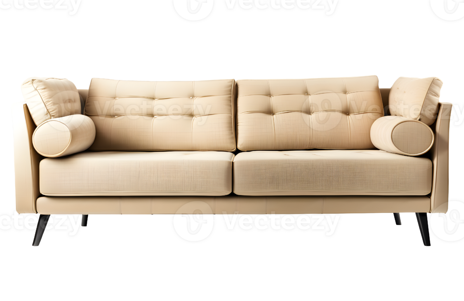 Beige Sofa Furniture Isolated on a Transparent Background. AI Generative png