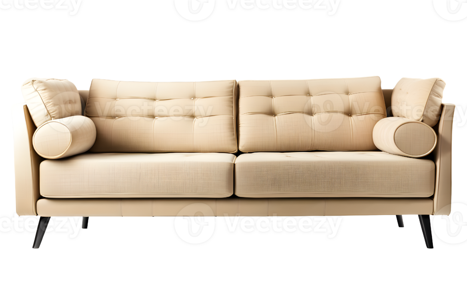 Beige Sofa Furniture Isolated on a Transparent Background. AI Generative png