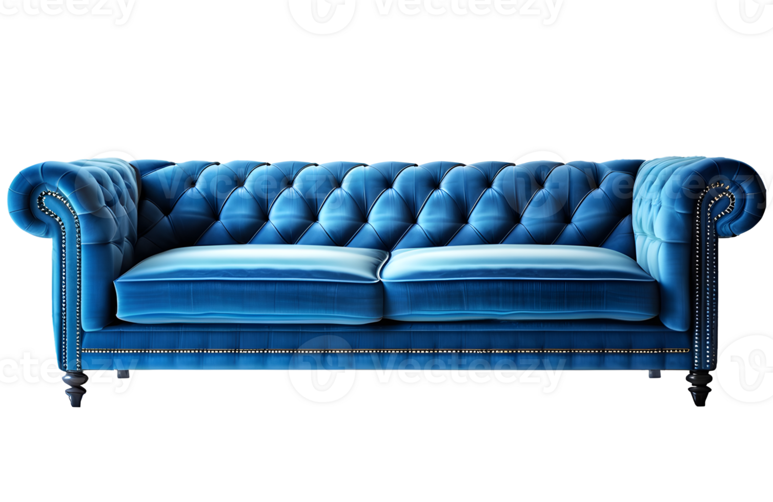 Blue Sofa Furniture Isolated on a Transparent Background. AI Generative png