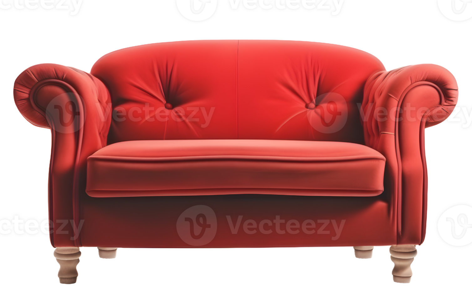 Red Sofa Furniture Isolated on a Transparent Background. AI Generative png