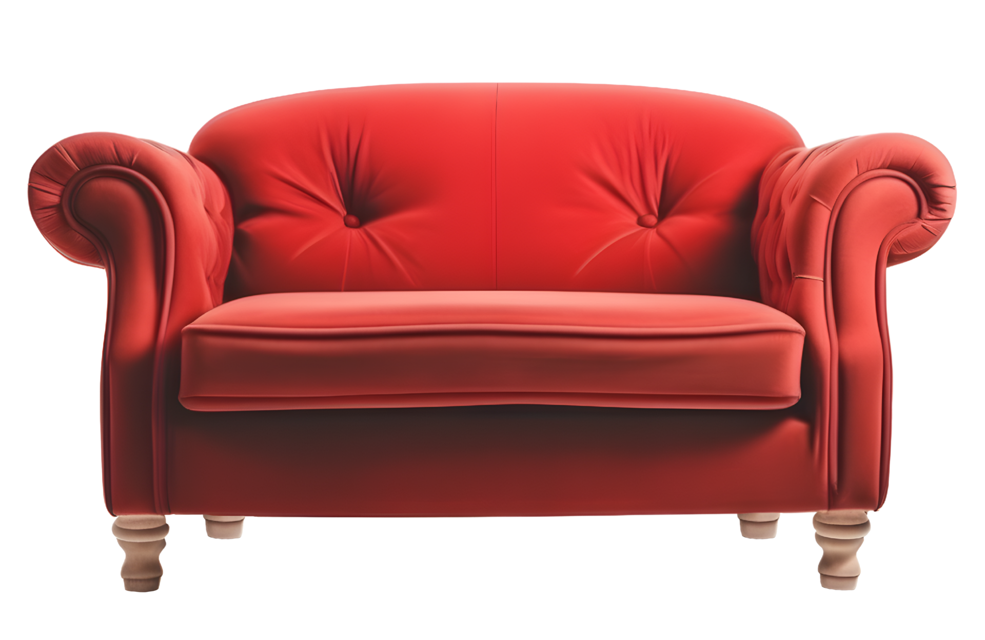 Red Sofa Furniture Isolated on a Transparent Background. AI Generative