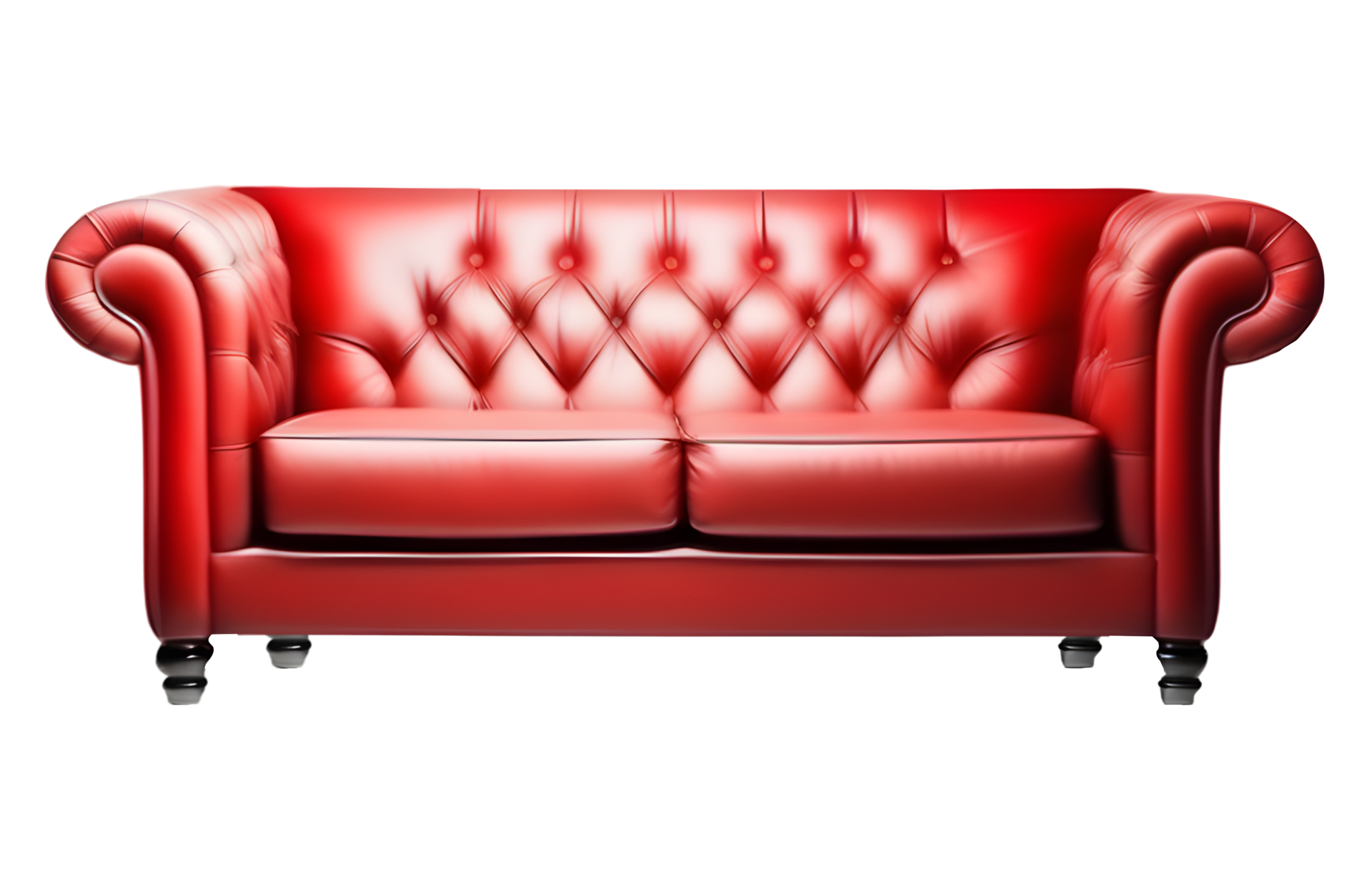 Red Sofa Furniture Isolated on a Transparent Background. AI Generative