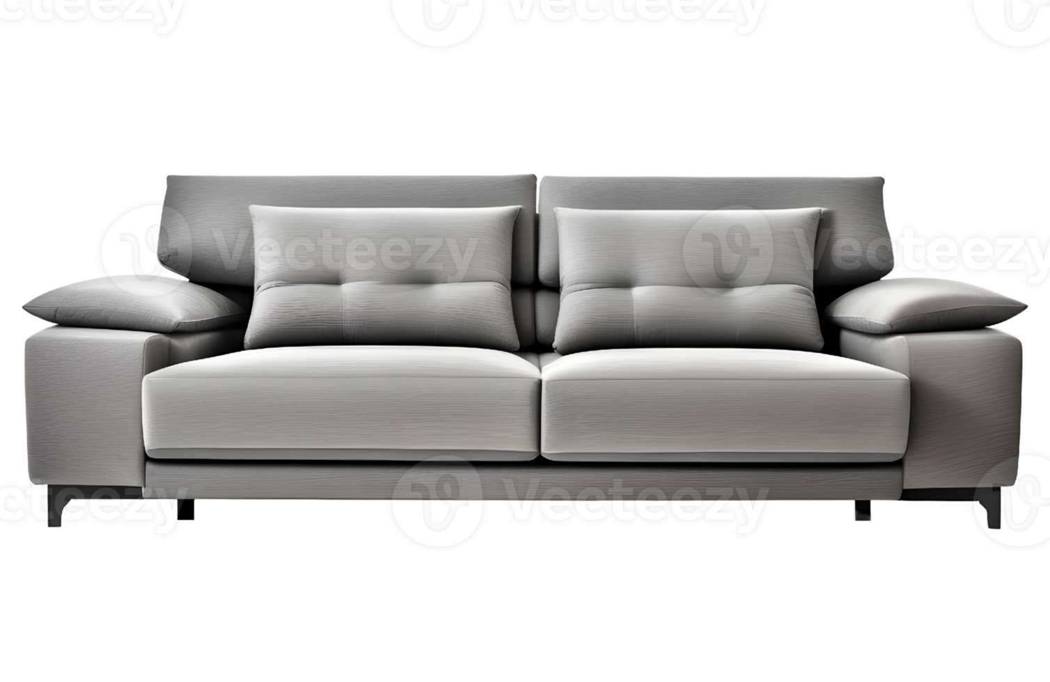 Gray Sofa Furniture Isolated on a Transparent Background. AI Generative png