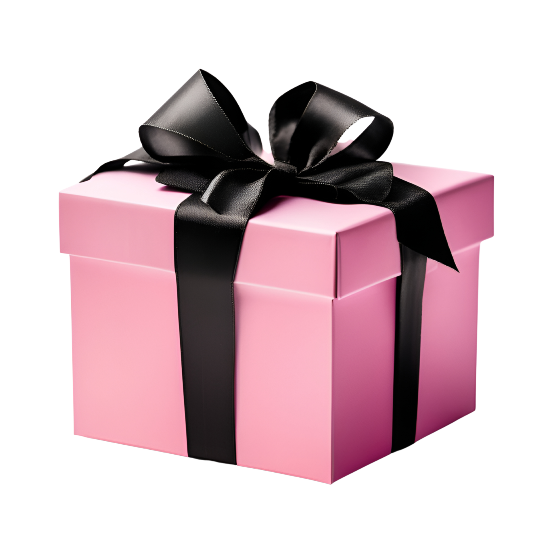 Pink Gift Box with Black Ribbon Bow. AI Generative 34385475 PNG