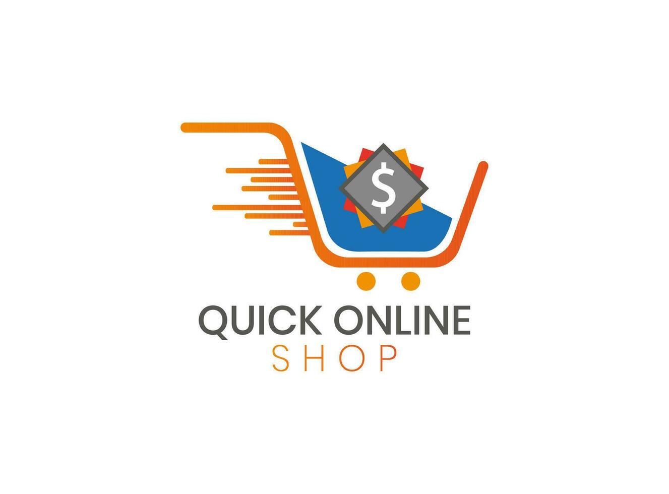 Quick Online Shop Logo Design Vector. Online Fast delivery logo design Free Vector