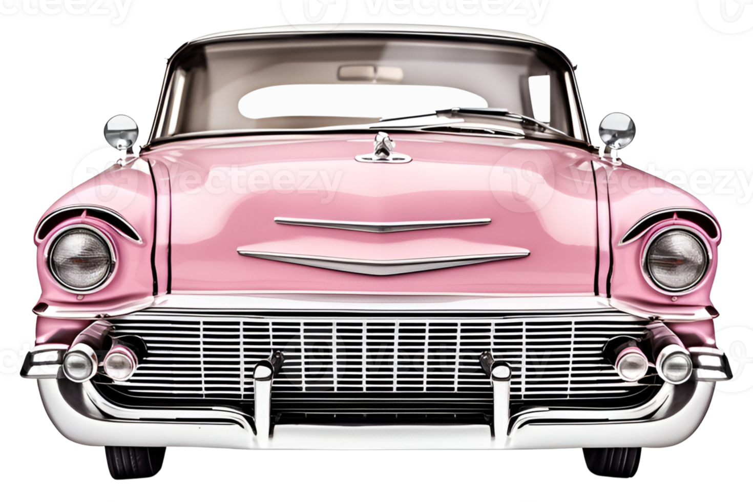 Pink Vintage Car Isolated on Transparent Background. AI Generative png