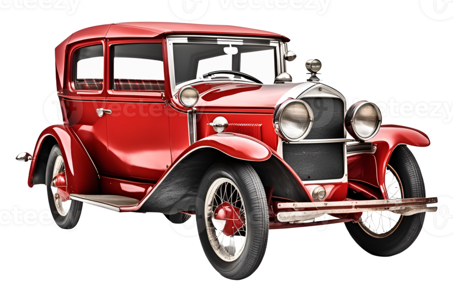 Red Vintage Car Isolated on Transparent Background. AI Generative png