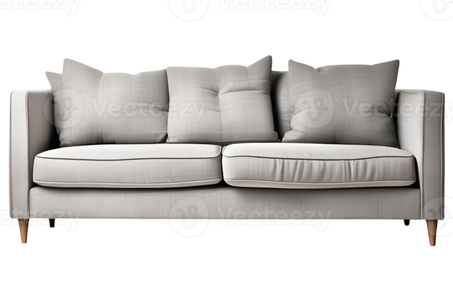 Neutral Gray Sofa Isolated on Transparent Background. AI Generative png