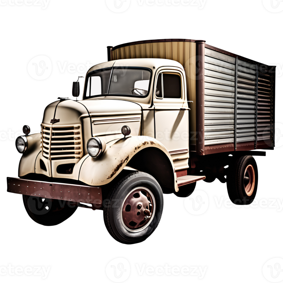 Vintage Truck Isolated on Transparent Background. AI Generative png