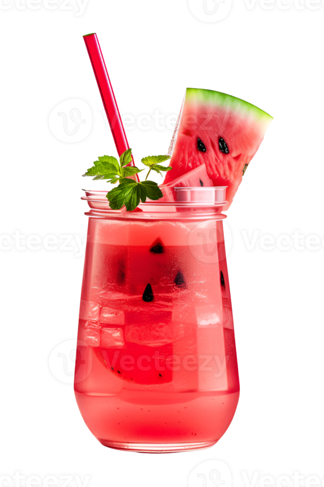 Glass of Watermelon Juice Isolated on a Transparent Background. AI Generative png