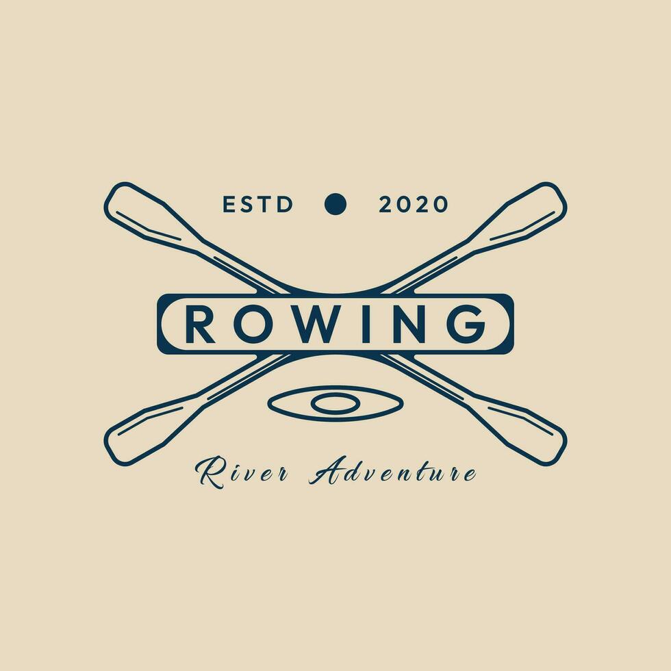 cross rowing line art logo minimalist, canoe paddle logo simple vector illustration design