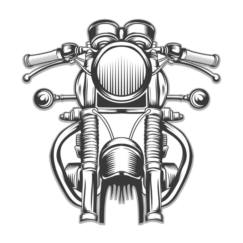 Clásico motocicleta frente ver concepto vector mano dibujo