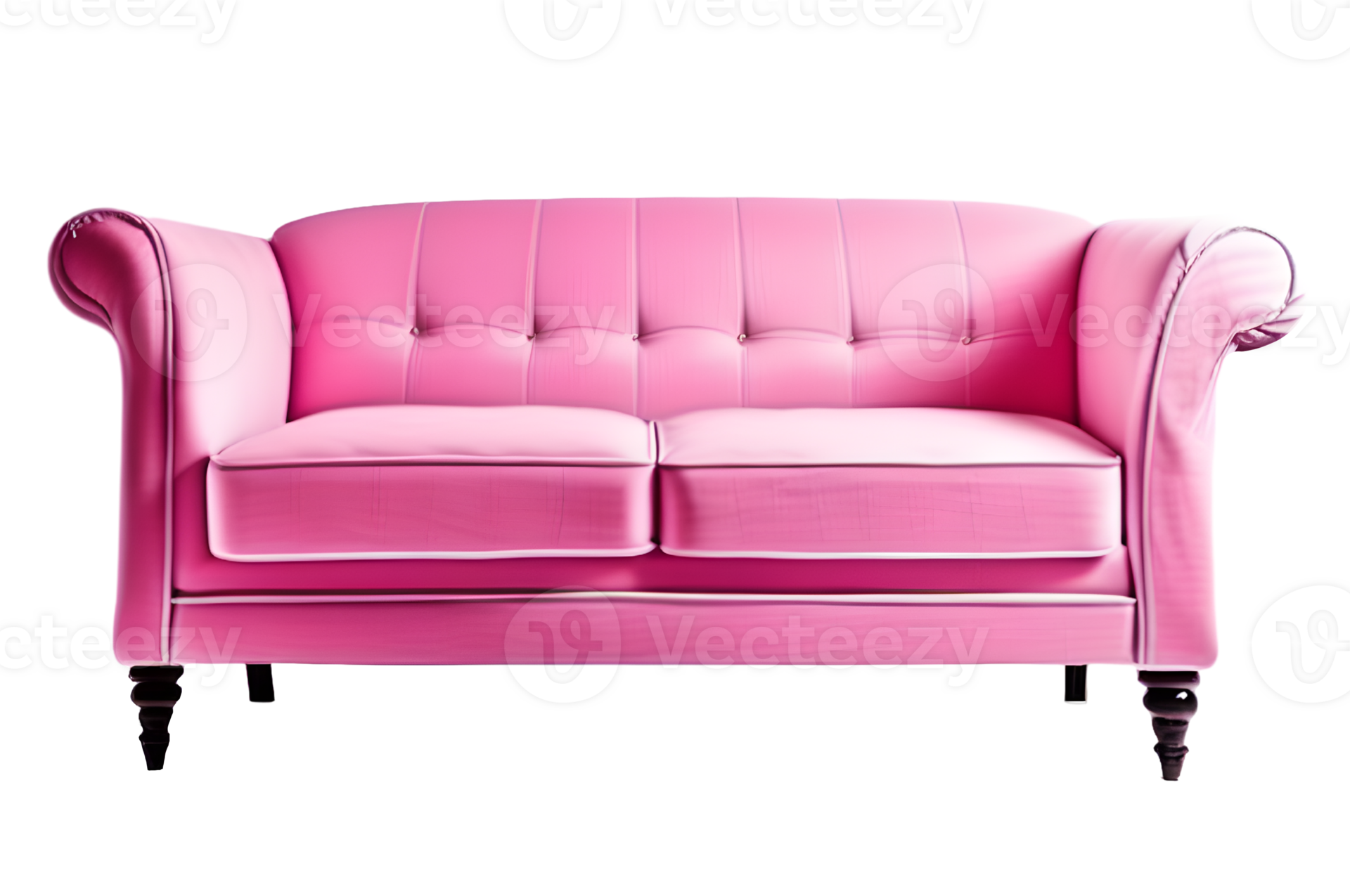 Pink Sofa Furniture Isolated on a Transparent Background. AI Generative