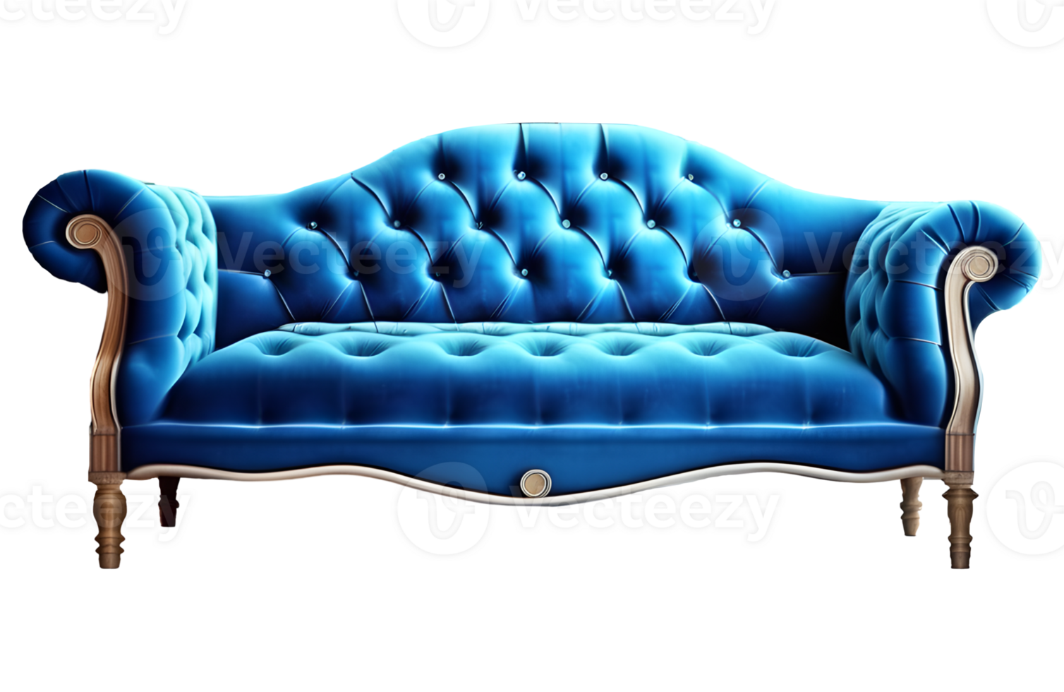 Blue Sofa Furniture Isolated on a Transparent Background. AI Generative png