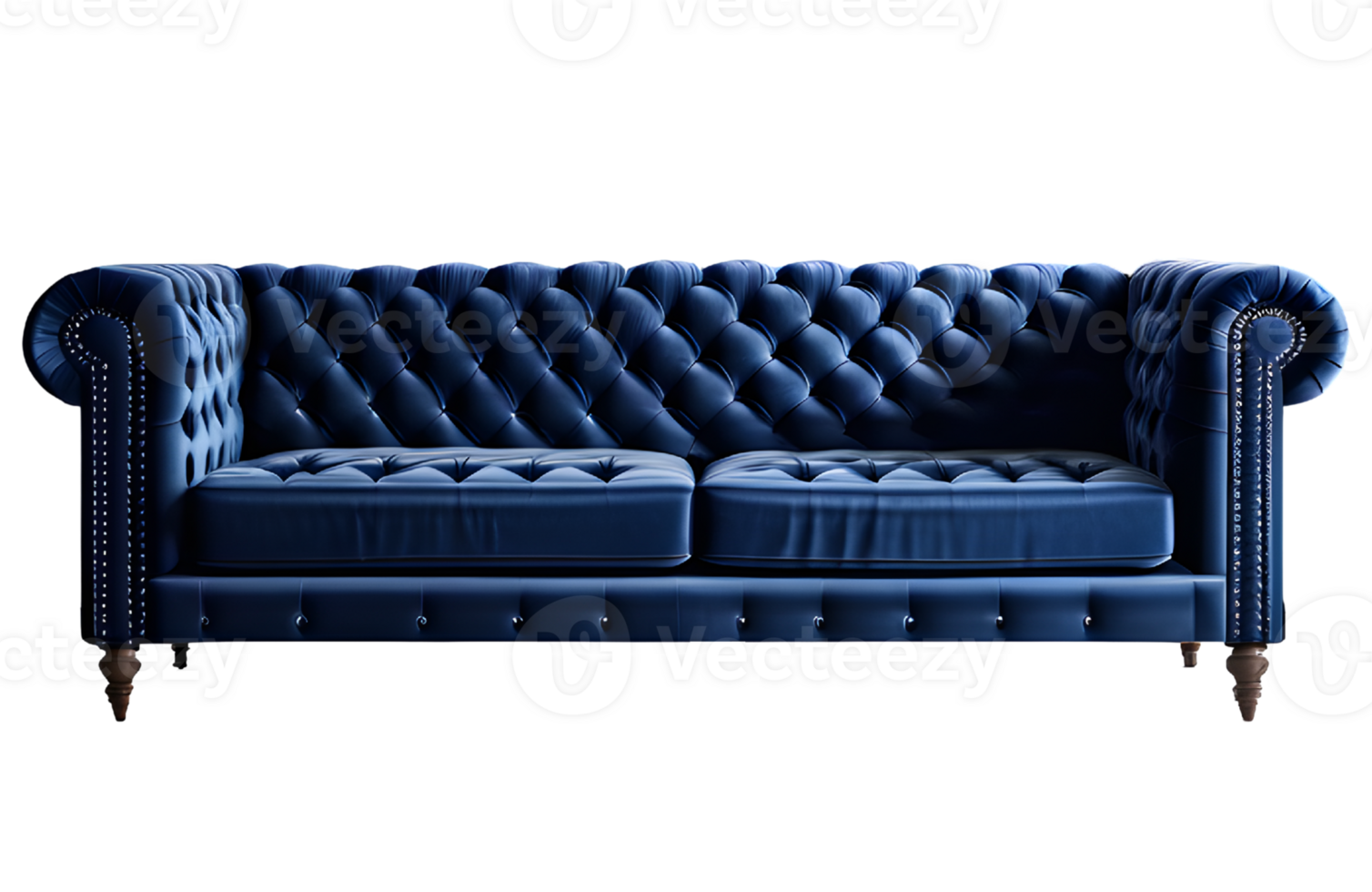 Navy Sofa Furniture Isolated on a Transparent Background. AI Generative png