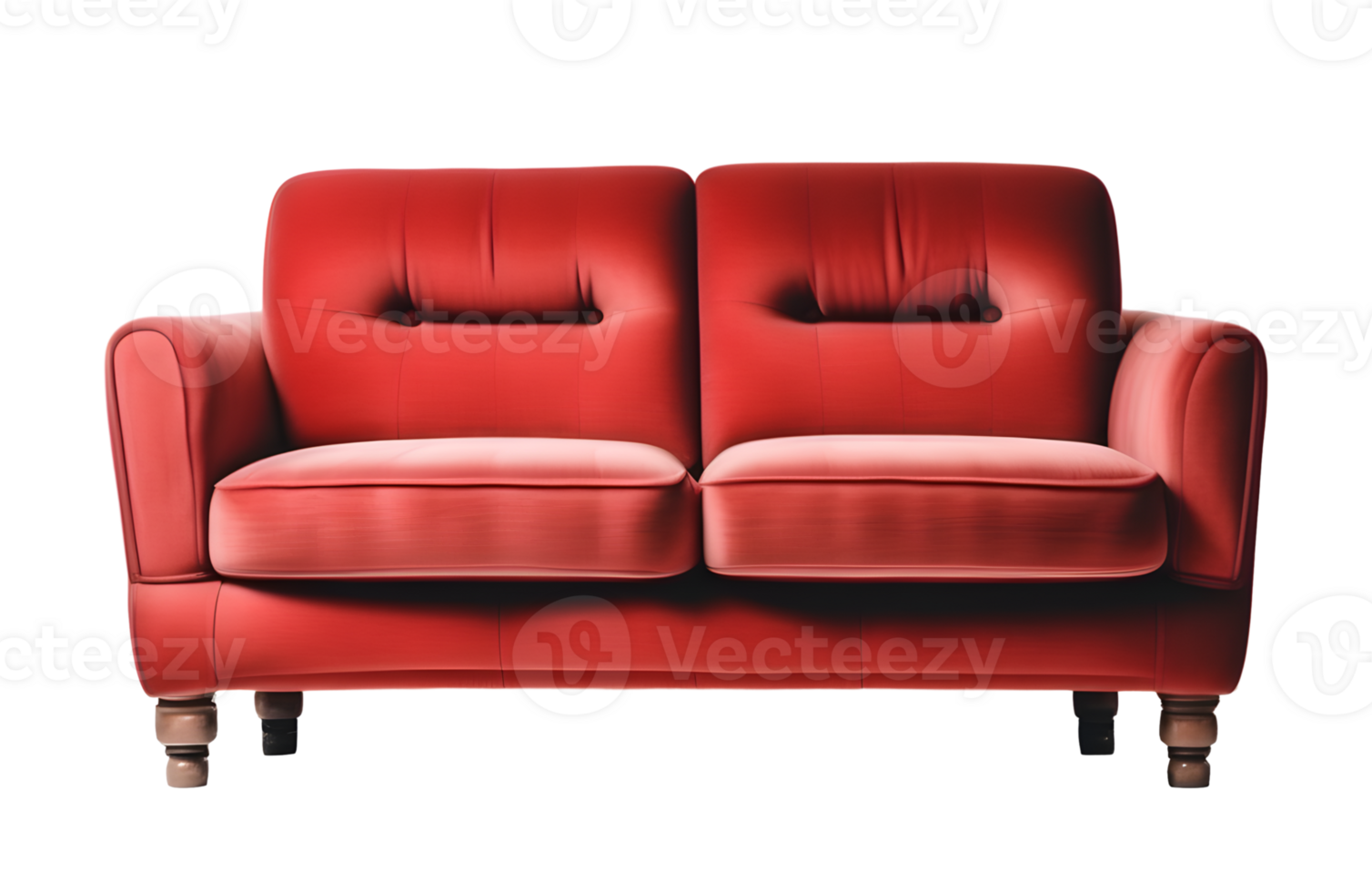 Red Sofa Furniture Isolated on a Transparent Background. AI Generative png