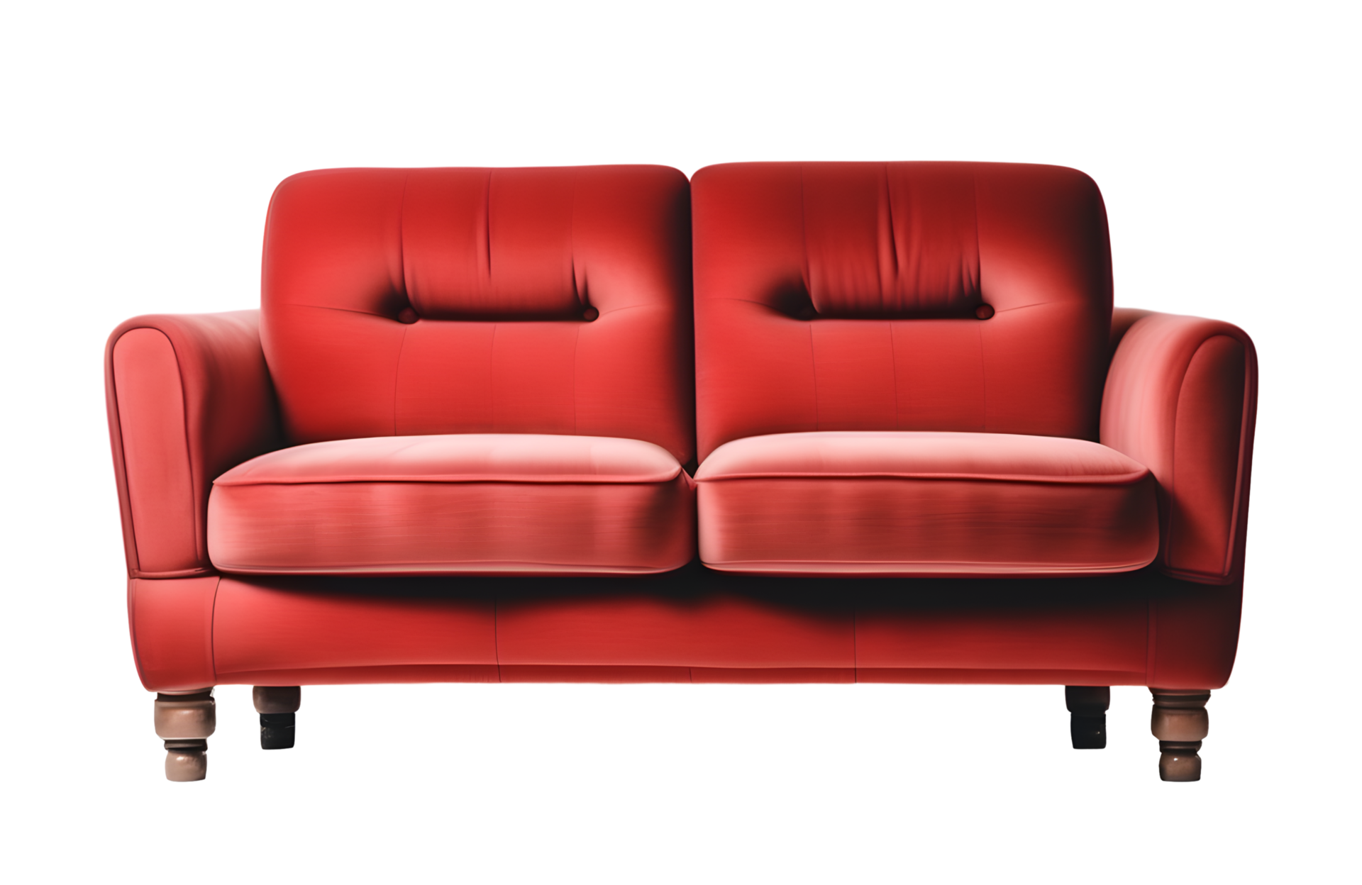 Red Sofa Furniture Isolated on a Transparent Background. AI Generative