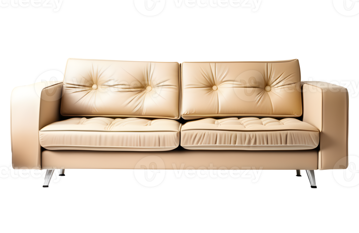 Beige Sofa Furniture Isolated on a Transparent Background. AI Generative png