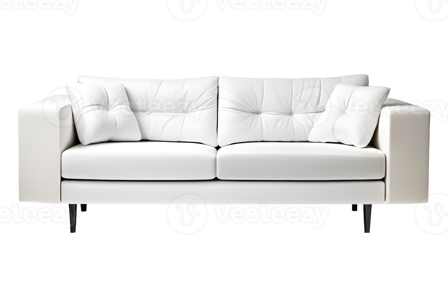 White Sofa Furniture Isolated on a Transparent Background. AI Generative png
