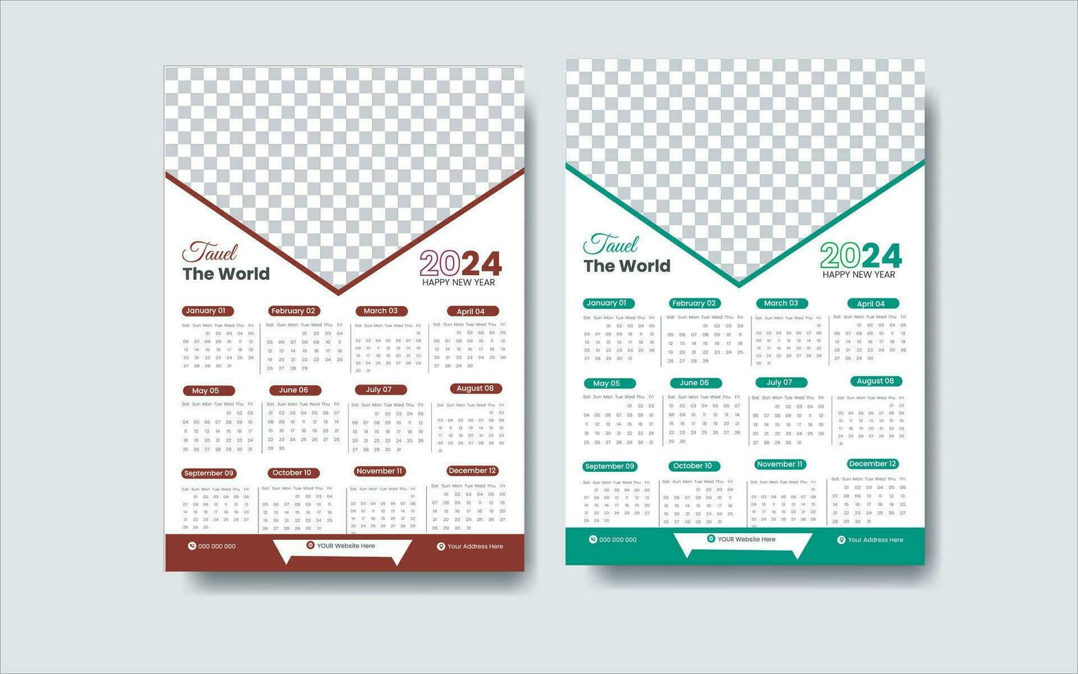 wall calender design and tamplet design vector