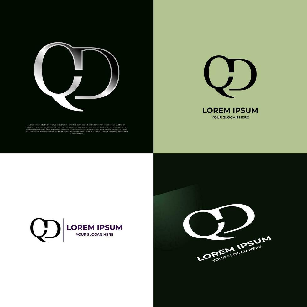 QD Initial Modern Typography Emblem Logo Template for Business vector