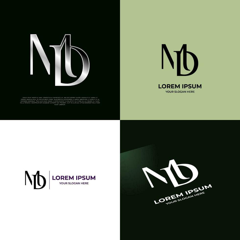 MD Initial Modern Typography Emblem Logo Template for Business vector