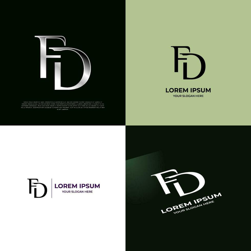 FD Initial Modern Typography Emblem Logo Template for Business vector