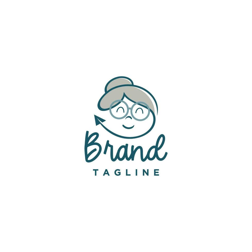 Granny Warm Tour Logo Design. Continuous Plane Line Shapes A Warm Granny Look Logo Design. vector