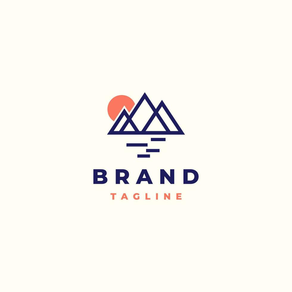 Geometric Mountains Line Logo Design. Three Triangles Icon Forming Mountains Symbol Logo Design. vector