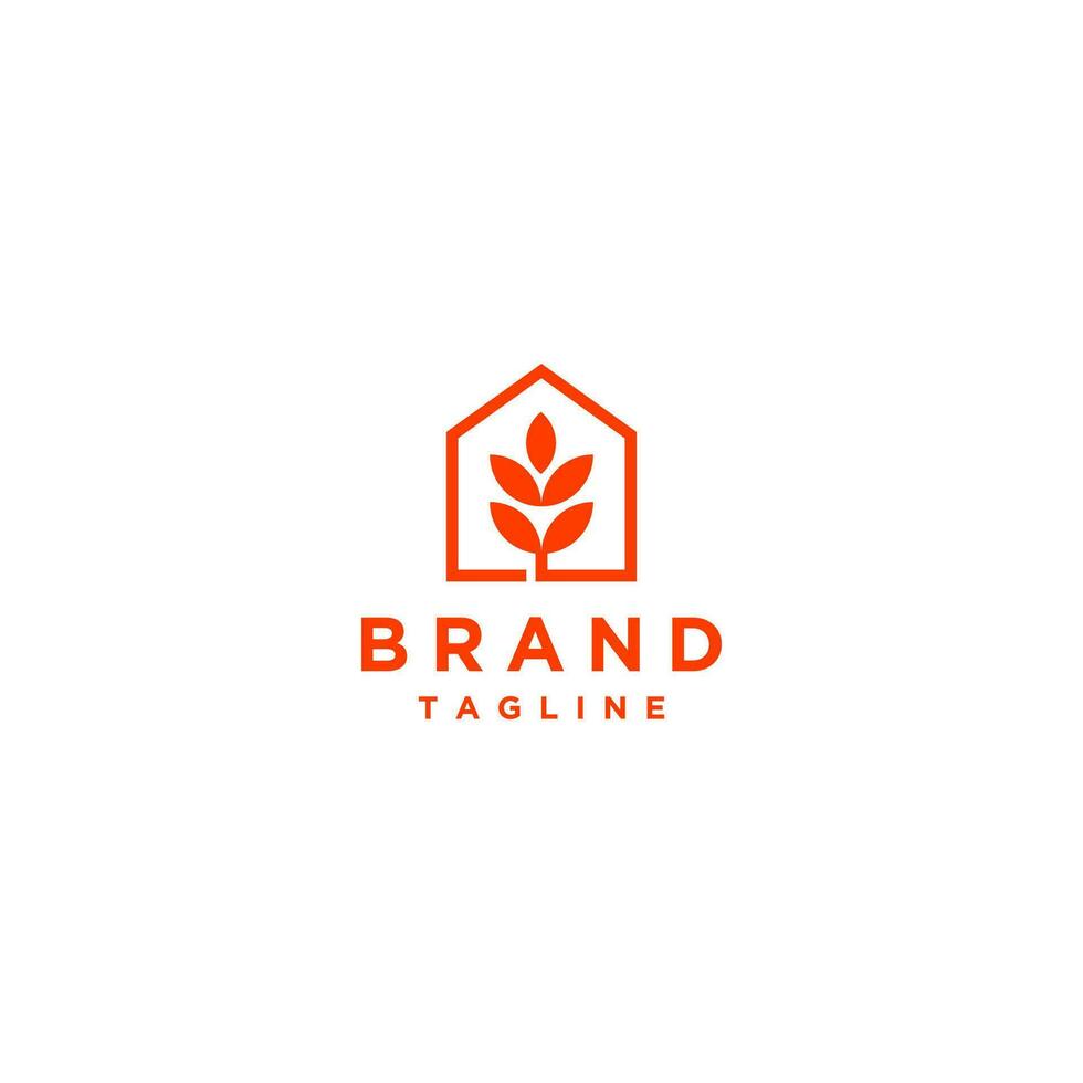 Grain inside The House Icon Logo Design. Wheat Barn Line Forming House Symbol Design. vector