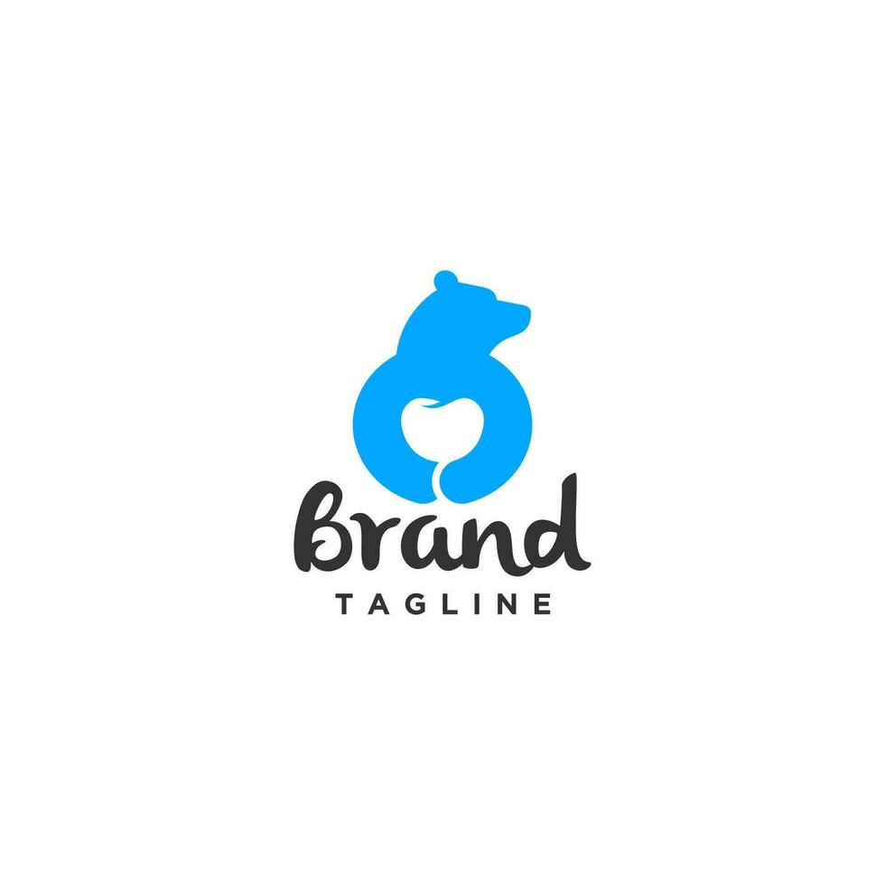 Creative Bear Care Dental Logo. The big blue bear hugs a tooth. vector