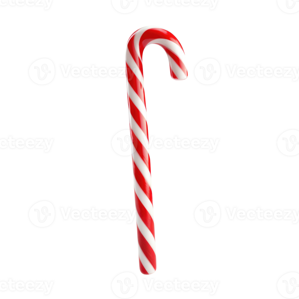 Red candy cane isolated. Generative AI png