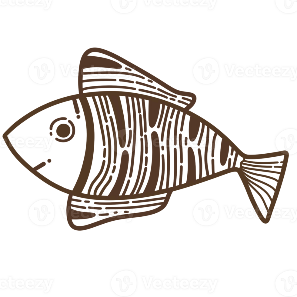 Lineart fish illustration png