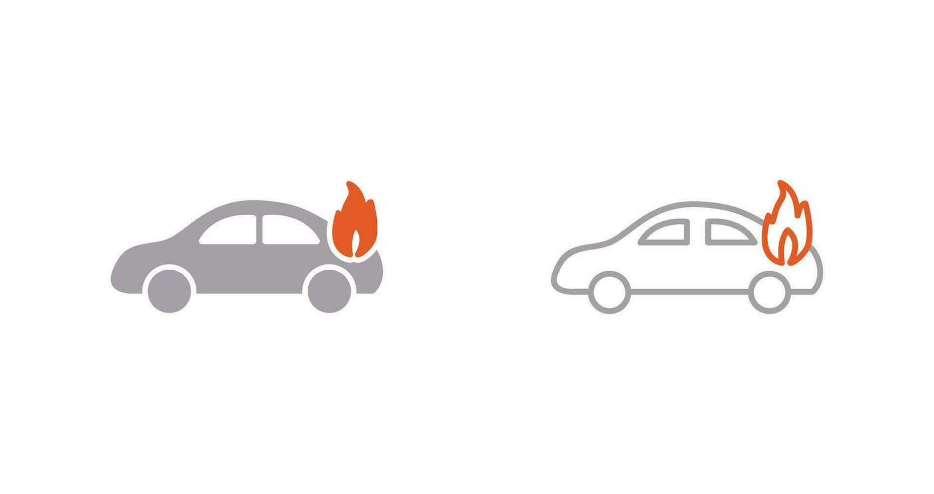 Unique Car on Fire Vector Icon