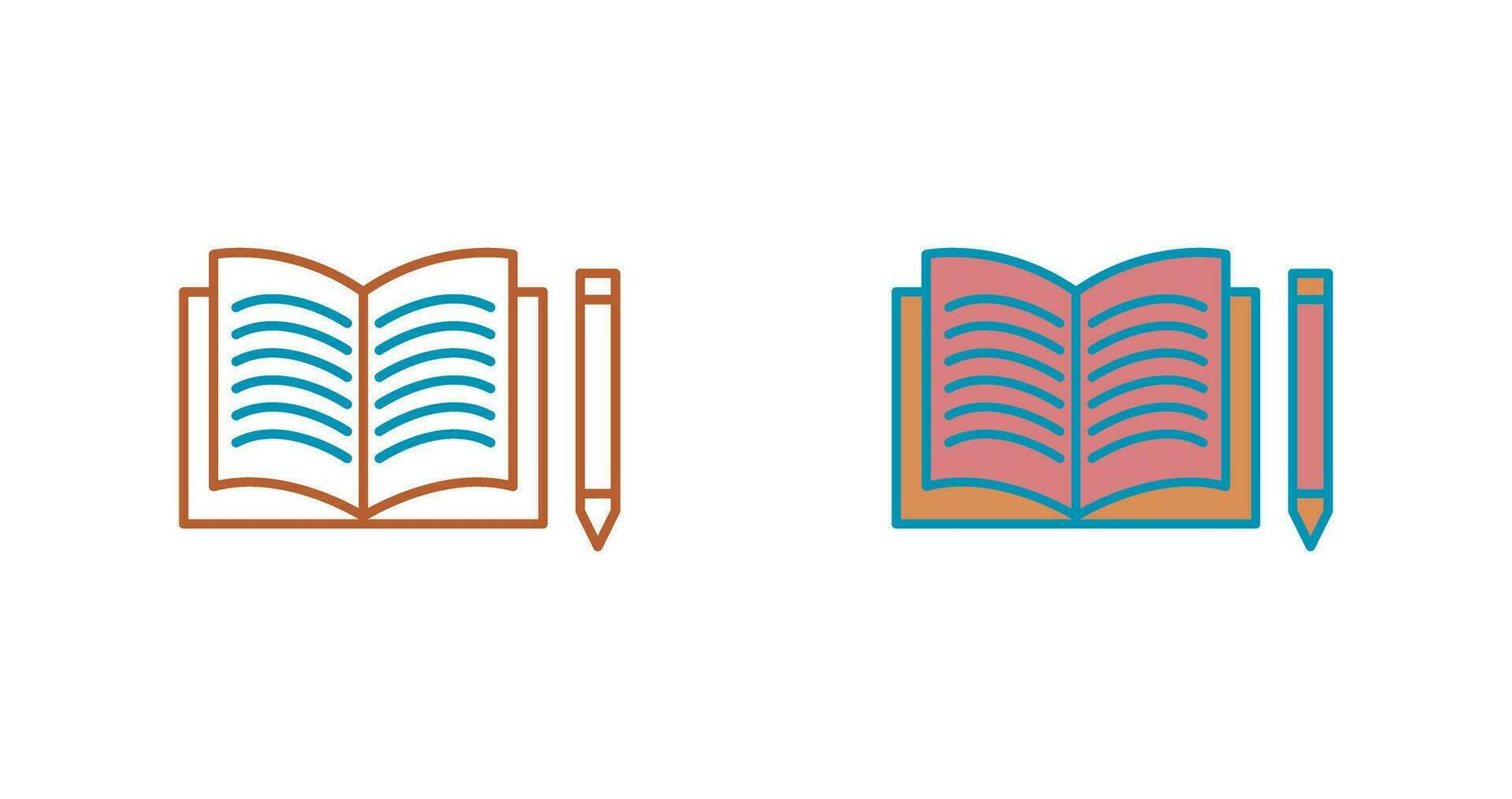 icono de vector de libro y lápiz único