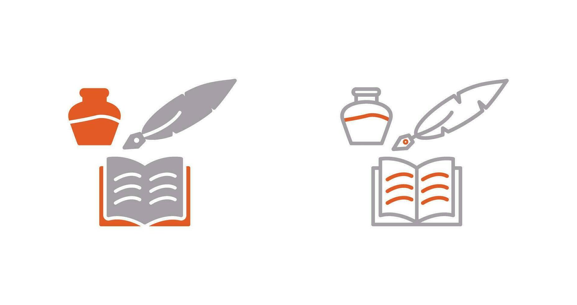 Unique Quill and Book Vector Icon