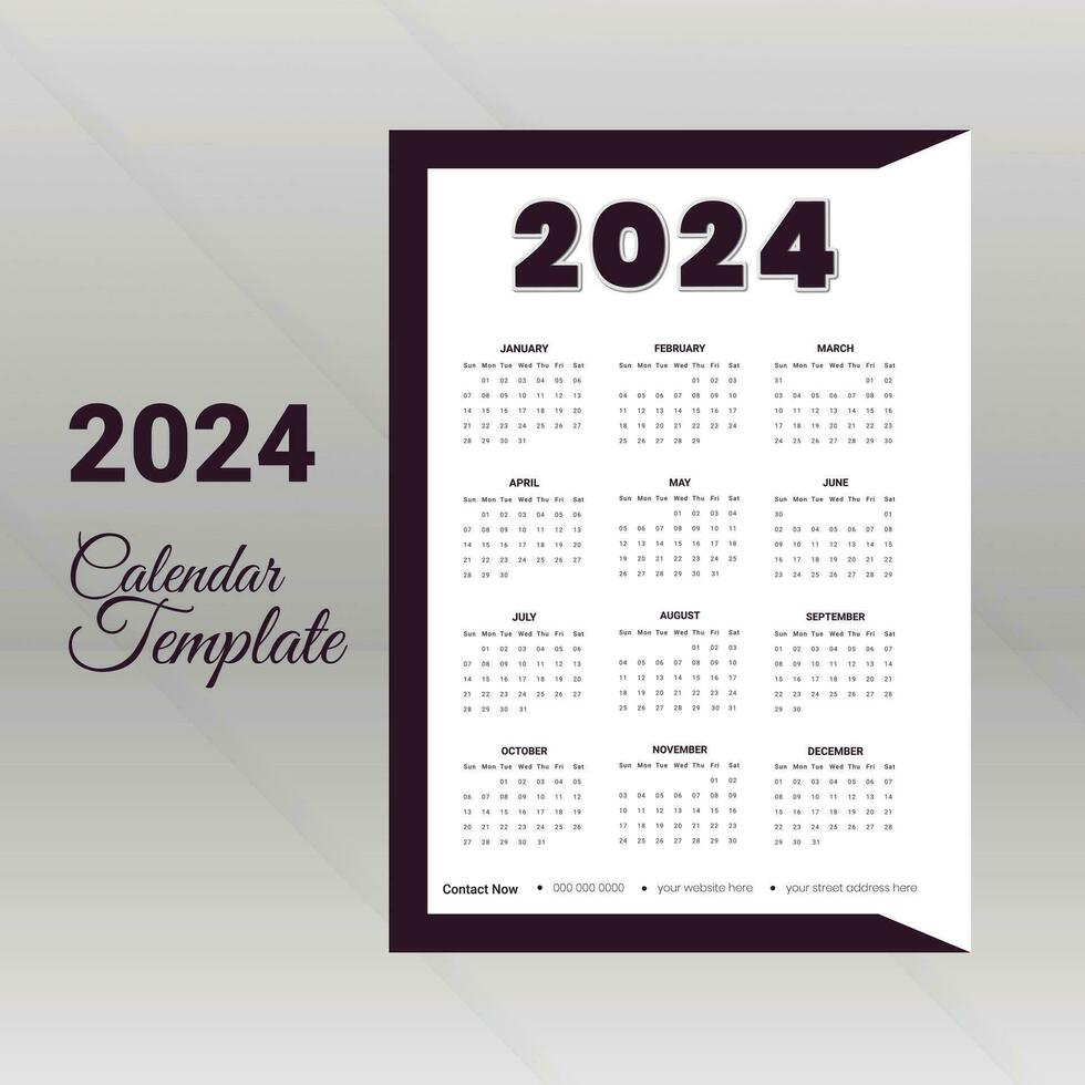 Calendar design 2024 corporate design template vector. vector