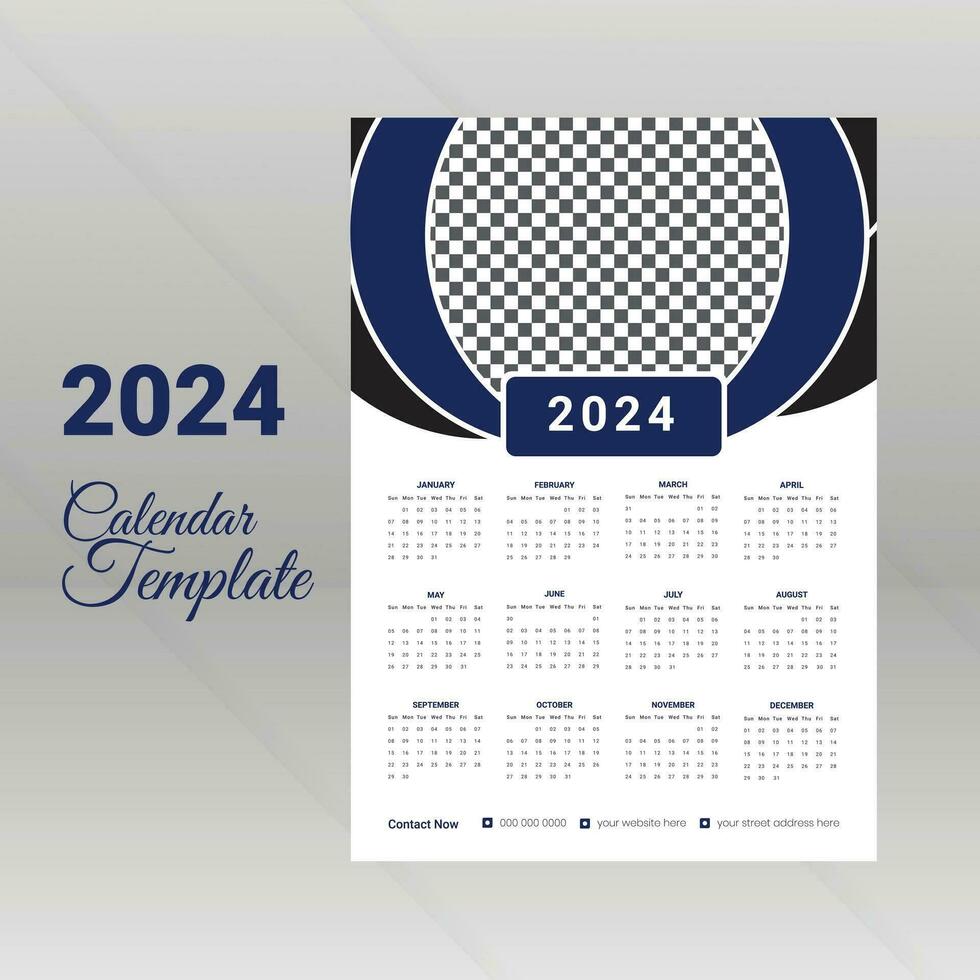 Calendar design 2024 corporate design template vector. vector