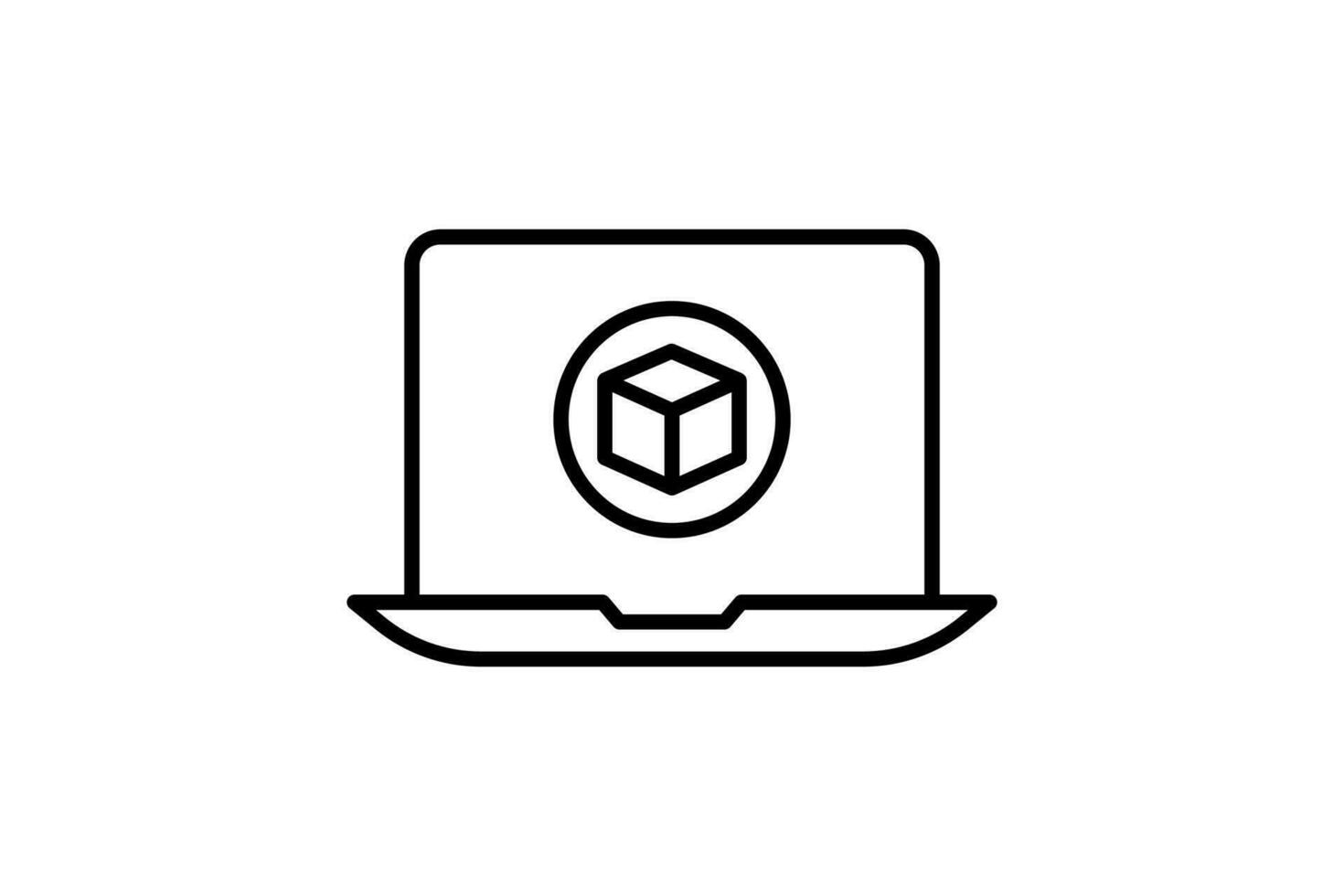 3d screen icon. screen with augmented reality. icon related to 3D display technology. line icon style. simple vector design editable